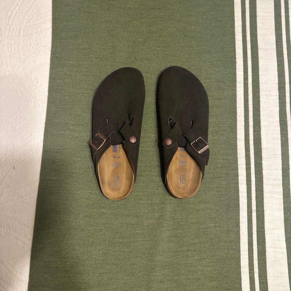 Birkenstock Brown Suede Boston Clogs, size 40 regular